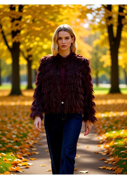 Ozel Koleksiyon Mont Gorunumlu Genis Kalip Yumusak Tuylu Dokulu Triko Hirka Kadin Giyim Urunu