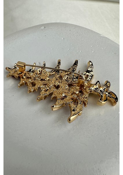 Yılbaşı Özel Altın Renkli Taşlı Çam Ağacı Broş (5cm) modelleri
