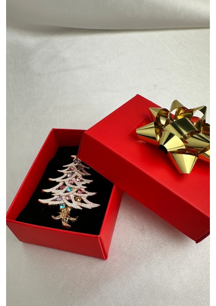 Yılbaşı Özel Altın Renkli Taşlı Çam Ağacı Broş (5cm) fırsatları