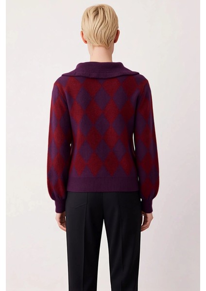 Kadın Regular Kesim Baklava Desenli Bebe Yaka Uzun Kollu Pike Dokuma Örme Triko Hırka Rahat Şıklık fırsatları