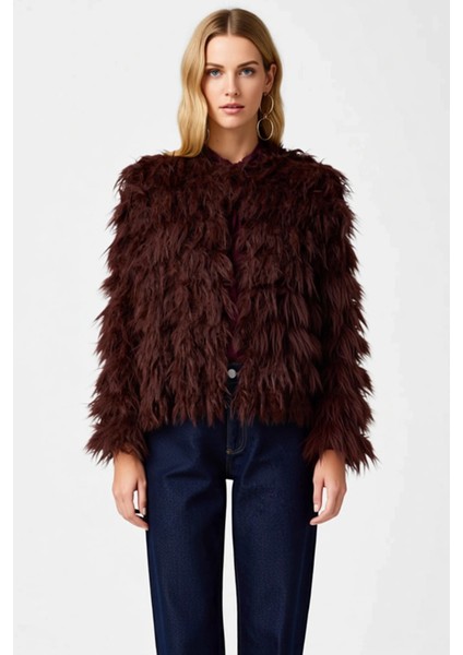 Ozel Koleksiyon Mont Gorunumlu Genis Kalip Yumusak Tuylu Dokulu Triko Hirka Kadin Giyim Urunu fırsatları