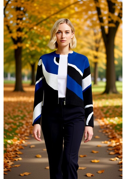 Kadın Triko Ikili Takım Renk Bloklu Tasarım Günlük Şıklık Kombinleri Modern Görünüm Pratik