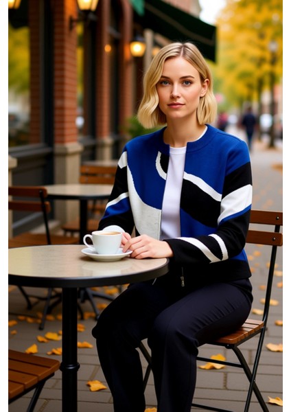 Kadın Triko Ikili Takım Renk Bloklu Tasarım Günlük Şıklık Kombinleri Modern Görünüm Pratik fiyatları