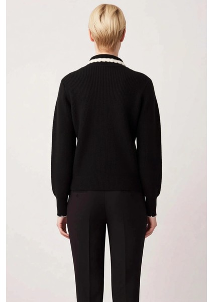 Kadın Çiçek Nakışlı Polo Yaka Triko Hırka Rahat Kesim Günlük Tamamlayan Zarif Bir Parça Şık indirimleri