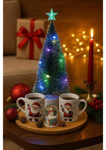 Işıklı Mini Yılbaşı Ağacı Masaüstü Dekoratif Noel Pilli Çam Ağaç Süsü 17 cm 1 Adet fiyatları