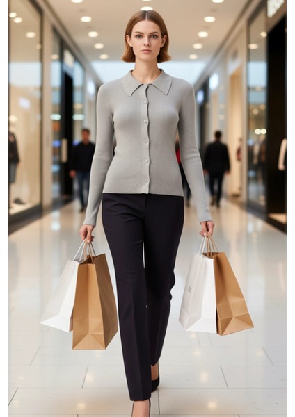 Kadın Ribanalı Polo Yaka Triko Hırka Zamansız Stil ve Günlük Kombinlerin Anahtar Parçası Şık modelleri