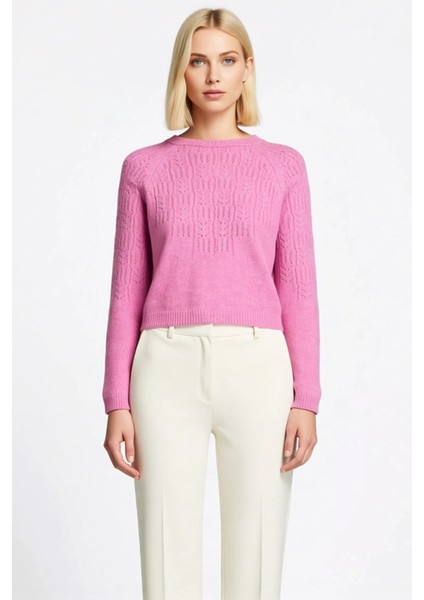 Kadın Şık ve Rahat Kısa Kesim Düğmeli Yumuşak Dokulu Ajurlu Delikli Triko Hırka Günlük Kullanım fırsatları