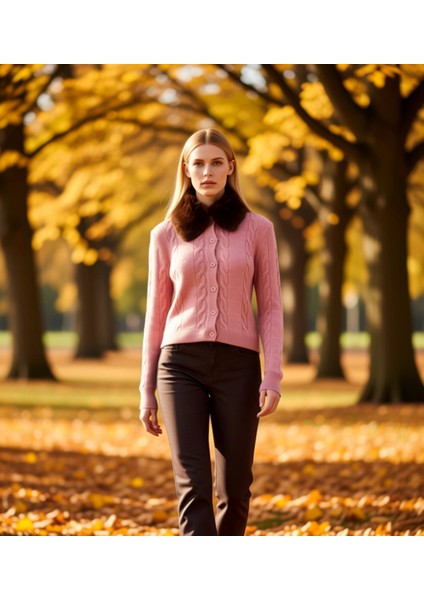 Kadın Crop Kürk Yakalı Saç Örgü Triko Hırka Kış Gardırobunuzun Konforlu ve Zamansız Bir Parçası