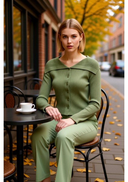 Kadın Devrik Yaka Fitilli Triko Hırka Uzun Kollu Crop Kesim Rahat ve Şık Kombinlerin Vazgeçilmezi fiyatları