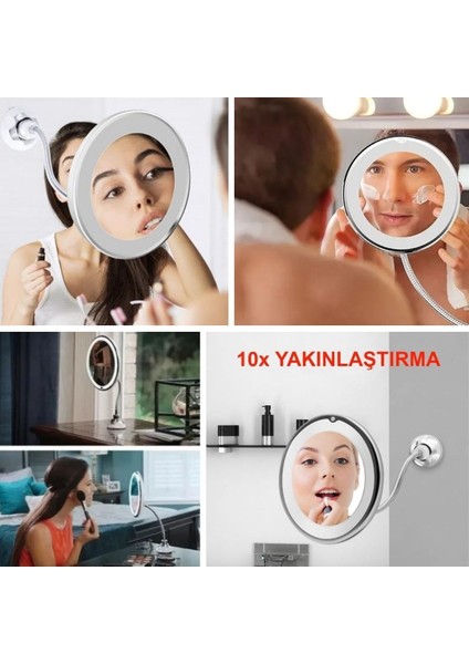 Buffer® 360° Döner Esnek Makyaj Aynası – 10X Büyüteçli, Güçlü Vantuzlu Detay Görüntüleme Çok Açılı Makyaj & Cilt Bakım Aynası modelleri