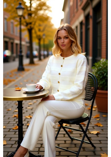 Kadın Dokulu Bisiklet Yaka Crop Triko Hırka Uzun Kollu Şık Düğmeli Rahat Kalıp Günlük Şıklık Sunar fiyatları