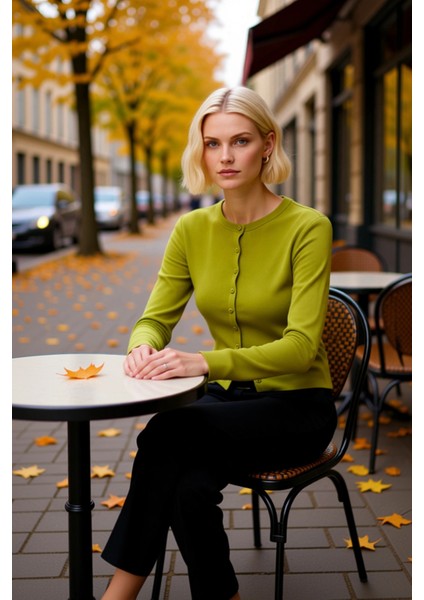 Kadın Düğmeli Bisiklet Yaka Uzun Kollu Ince Dokulu Yumuşak Regular Kesim Günlük Triko Hırka fiyatları