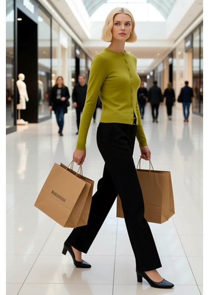 Kadın Düğmeli Bisiklet Yaka Uzun Kollu Ince Dokulu Yumuşak Regular Kesim Günlük Triko Hırka modelleri