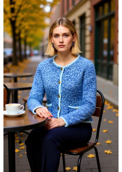 Kadın Şık Dokulu Örgü Önü Düğmeli Uzun Kollu Rahat Kesim Cepli Günlük Giyim Triko Hırka Spor fiyatları