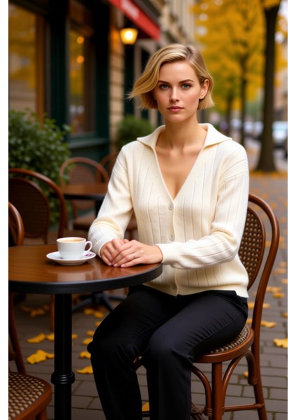 Modern Kadın Giyiminin Vazgeçilmezi Polo Yaka Uzun Kollu Triko Hırka Her An Şıklık Sunar ve Konfor fiyatları