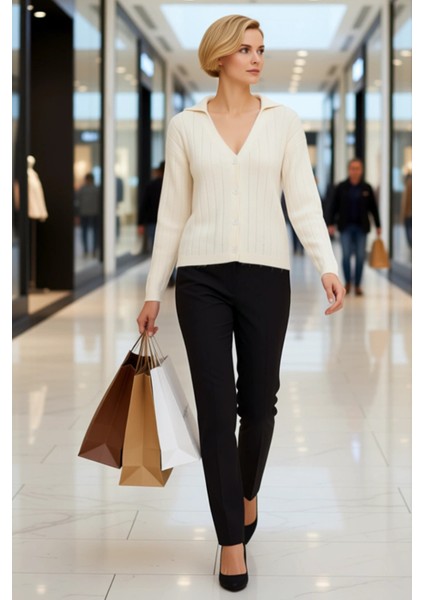 Modern Kadın Giyiminin Vazgeçilmezi Polo Yaka Uzun Kollu Triko Hırka Her An Şıklık Sunar ve Konfor modelleri