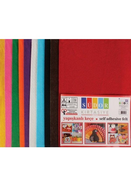 Südor Keçe A4 10 Renk Yapışkanlı