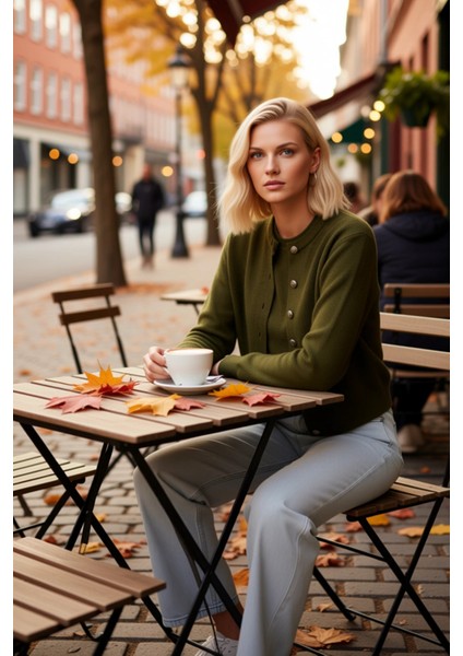 Kadın Bisiklet Yaka Düz Desen Triko Hırka Bluz Takımı Rahat ve Şık Bir Görünüm Fonksiyonel fiyatları