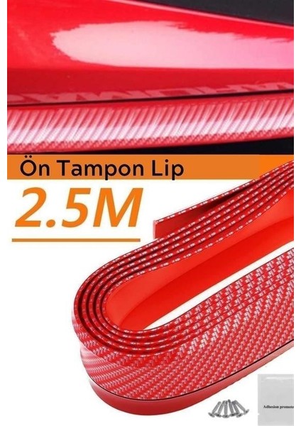 Buffer® Kırmızı Renkli 2,5 Metre Araba Oto Ön Tampon Koruyucu Kauçuk Pratik Tampon Şerit Bant Döşeme