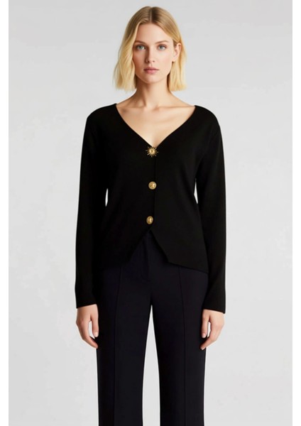 Kadın Şık V Yaka Düğmeli Triko Hırka Zamansız Tasarımıyla Gündelik ve Özel Anlara Uyum Sağlayan fırsatları