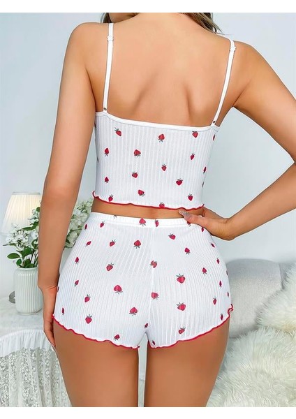 Arias Closet Beyaz Üstüne Çilek Desenli Askılı Şortlu Pijama Takımı fiyatları