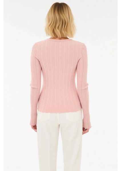 Kadın Özel Iplik Dokulu Fit Kesim Uzun Kollu Kurdele Detaylı Triko Hırka Günlük Şıklık Şık indirimleri