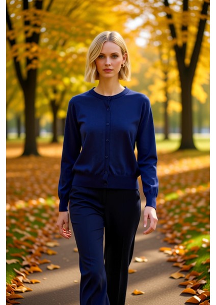 Kadın Zamansız Şıklık Sunan Klasik Düğmeli Hırka Konforlu %100 Pamuk Örgü Tasarım Günlük Kullanım