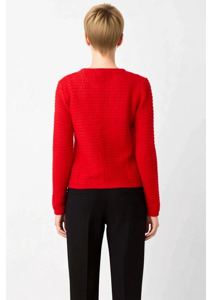 Kadın Dokulu Triko Hırka Bisiklet Yaka Uzun Kollu Düğme Detaylı Günlük Şıklık ve Konfor Şık indirimleri