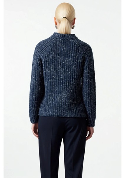 Kadın Fermuarlı Bisiklet Yaka Düşük Kol Etnik Desenli Kalın Triko Hırka Akrilik Polyester Pamuk indirimleri