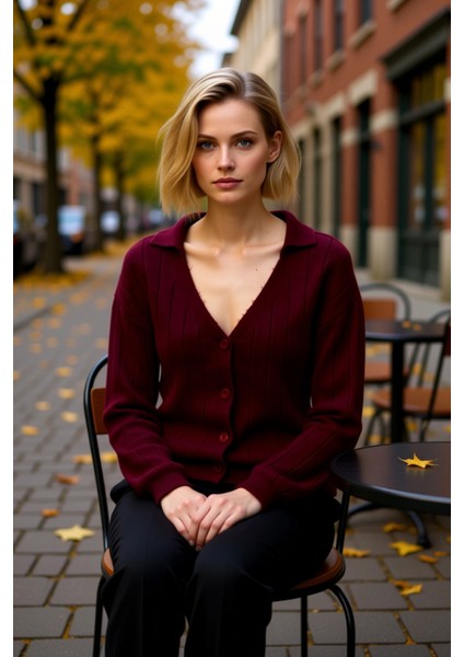 Modern Kadın Giyiminin Vazgeçilmezi Polo Yaka Uzun Kollu Triko Hırka Her An Şıklık Sunar ve Konfor fiyatları