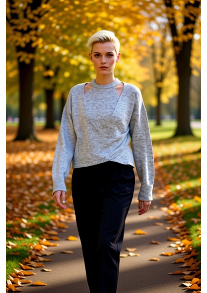 Kadın Rahat Kesim Düşük Kollu Kruvaze Detaylı Triko Üst Giyim Parçası Günlük Şıklık Modern