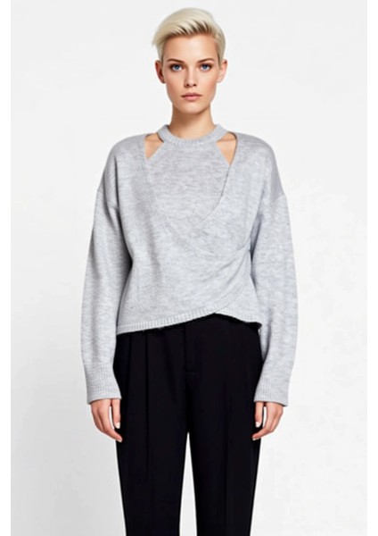 Kadın Rahat Kesim Düşük Kollu Kruvaze Detaylı Triko Üst Giyim Parçası Günlük Şıklık Modern modelleri