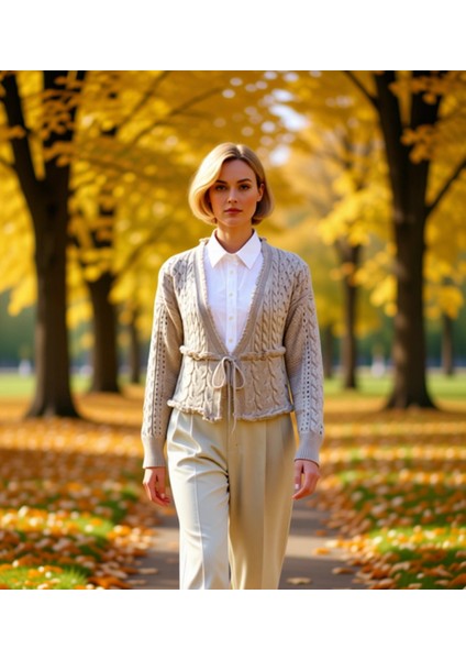 Kadın Crop Saç Örgü Triko Hırka Fonksiyonel Dayanıklı Kaliteli Konforlu Estetik Premium Şık