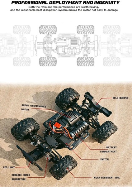 40 Km/h Hız 2.4ghz 1:16 4WD Off-Road Arazi Aracı Rc Uzaktan Kumandalı Araba fiyatları