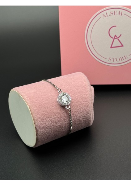 Pırlanta Kesim 925 Ayar Gümüş Kaplama Zirkon Taşlı Kadın Bileklik , Yılbaşı Hediyesi modelleri