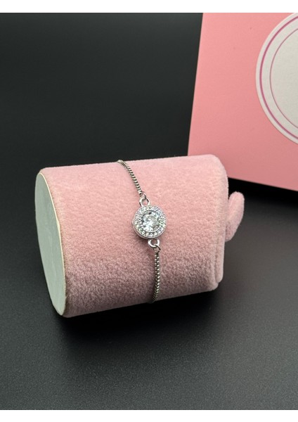 Pırlanta Kesim 925 Ayar Gümüş Kaplama Zirkon Taşlı Kadın Bileklik , Yılbaşı Hediyesi indirimleri