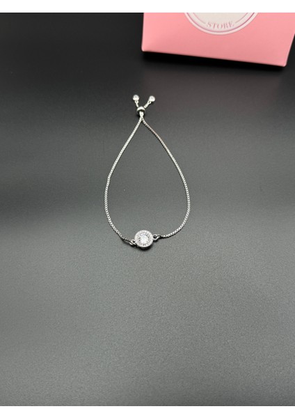 Pırlanta Kesim 925 Ayar Gümüş Kaplama Zirkon Taşlı Kadın Bileklik , Yılbaşı Hediyesi