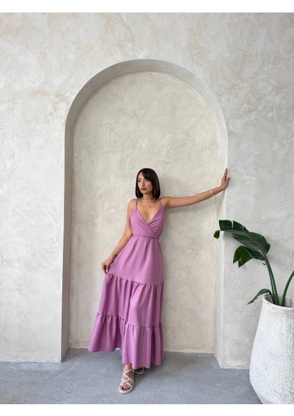 Lzrdwzrd Fırfırlı Katlı Elbise S255049 Gül (Beden: M) fiyatları