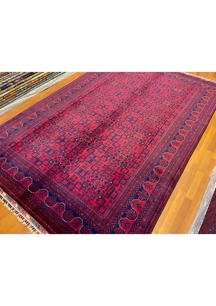 El Dokuma Afgan Halı Yıldız Desenli Bordo Renk 6 Metre Kare fiyatları
