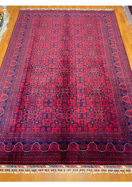 El Dokuma Afgan Halı Yıldız Desenli Bordo Renk 6 Metre Kare modelleri