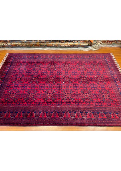 El Dokuma Afgan Halı Yıldız Desenli Bordo Renk 6 Metre Kare fırsatları