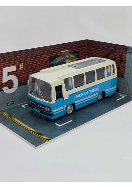 1/27 Ölçek Nostalji Halk Otobüsü Sesli ve Işıklı (Mavi)
