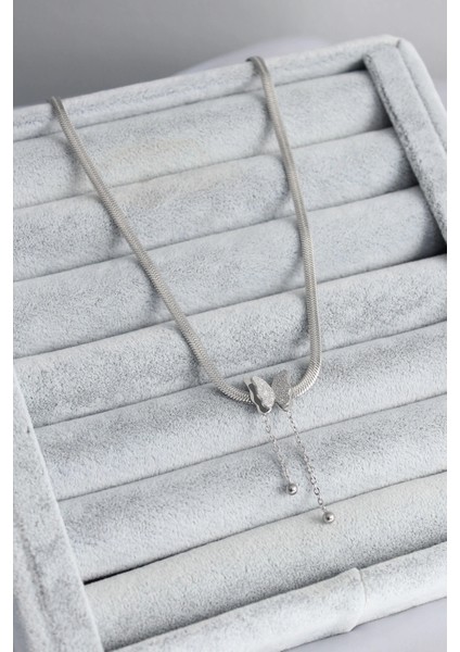 316L Çelik Gümüş Renk Italyan Zincir Model Simli Kelebek Figür Kadın Kolye fiyatları