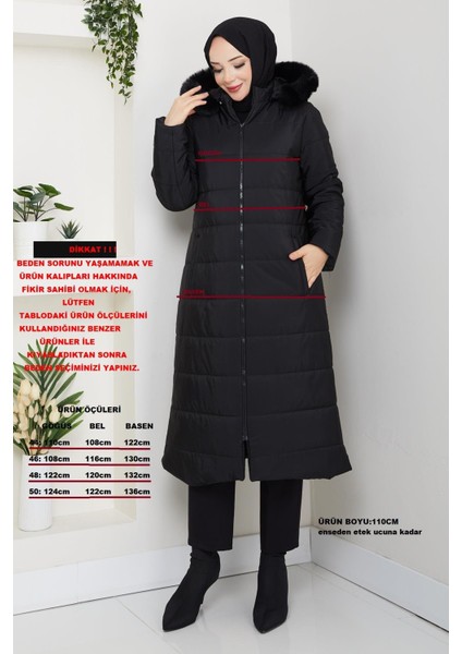 Ahval Büyük Beden Kalın Kışlık Şişme Kapitone Siyah Kadın Kaban 6045 fırsatları