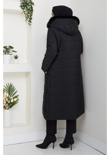 Ahval Büyük Beden Kalın Kışlık Şişme Kapitone Siyah Kadın Kaban 6045 indirimleri