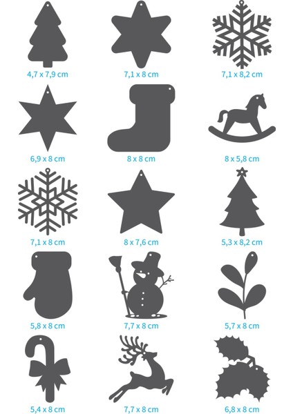 15'li Kırmızı Keçe Yılbaşı Süsü, Yılbaşı Ağacı,Yeni Yıl , Mery Christmas