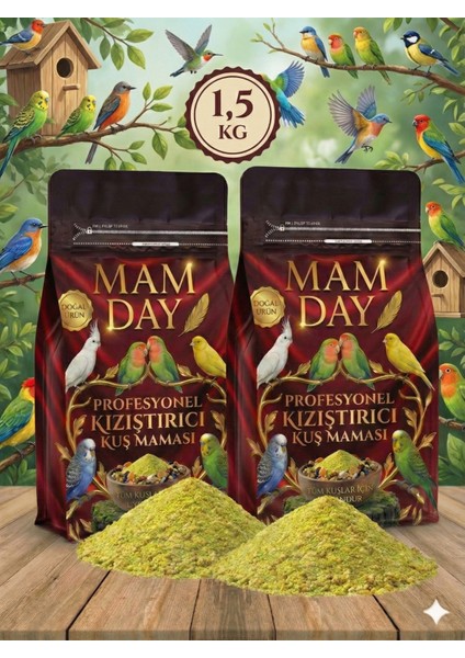 Tam Profesyonel Kızıştırıcı Muhabbet Kuşu , Sultan Papağanı , Kanarya Maması 1,5 Kg.