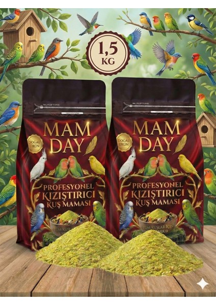 Tam Profesyonel Kızıştırıcı Muhabbet Kuşu , Sultan Papağanı , Kanarya Maması 1,5 Kg.