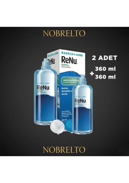 Renu Multiplus Lens Solüsyonu 2 x 360 ml (Toplam 720ML) - Ekonomik Süper Avantaj Paketi (Lens Kabı Hediyeli)