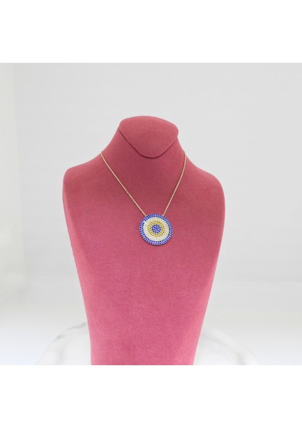 14 Ayar Altın Safir ve Sitrin Taşlı Nazar Kolye indirimleri